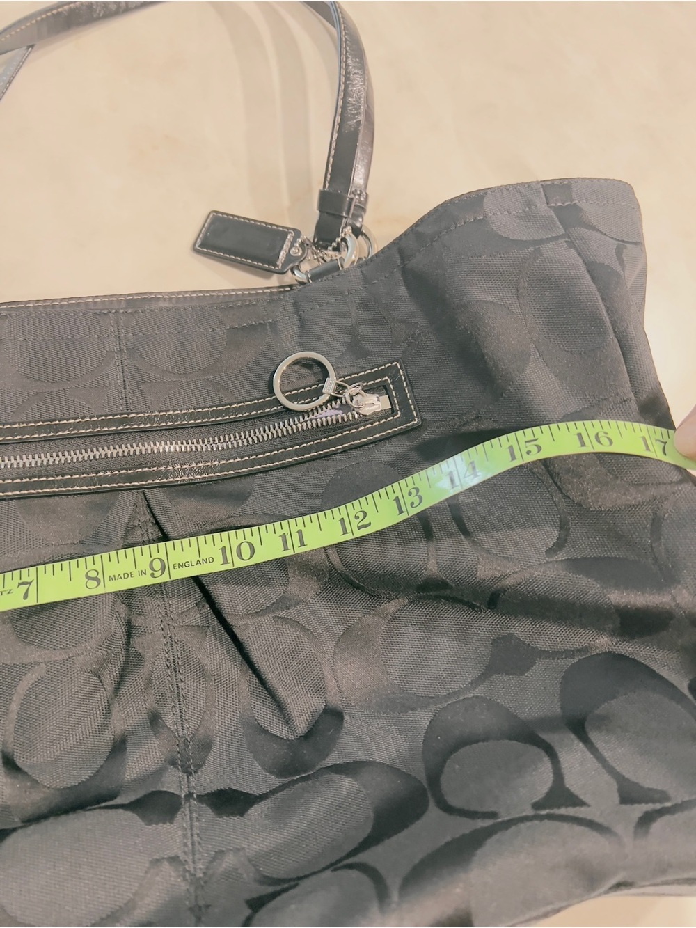 Coach Black Signature Jacquard Tote with Front Zip - Picture 5 of 8
